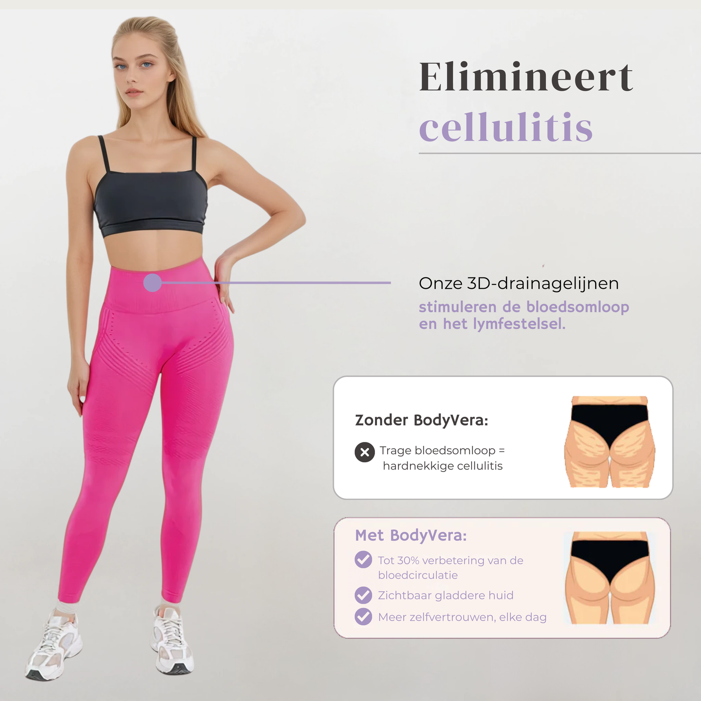 Anti Cellulitis 3D-Legging | Roze
