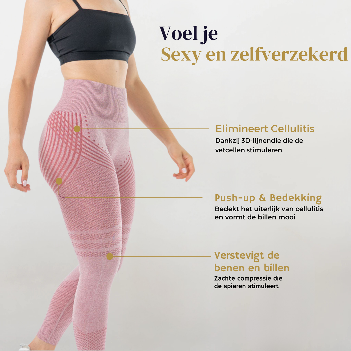 Anti Cellulitis 3D-Legging | Pastel Roze